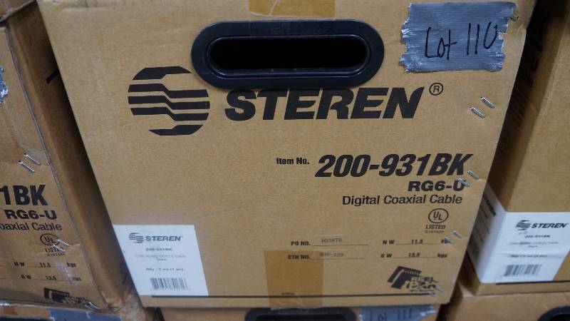 lot 110 image: NEW 1000 Spool of Steren RG6-U CCS UL Digital Coaxial Cable Black