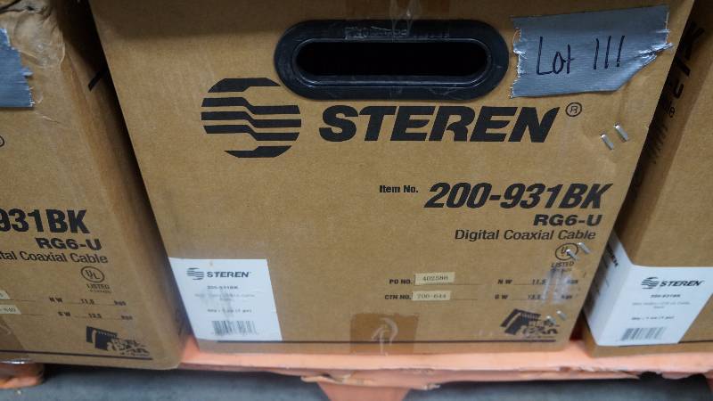 lot 111 image: NEW 1000 Spool of Steren RG6-U CCS UL Digital Coaxial Cable Black