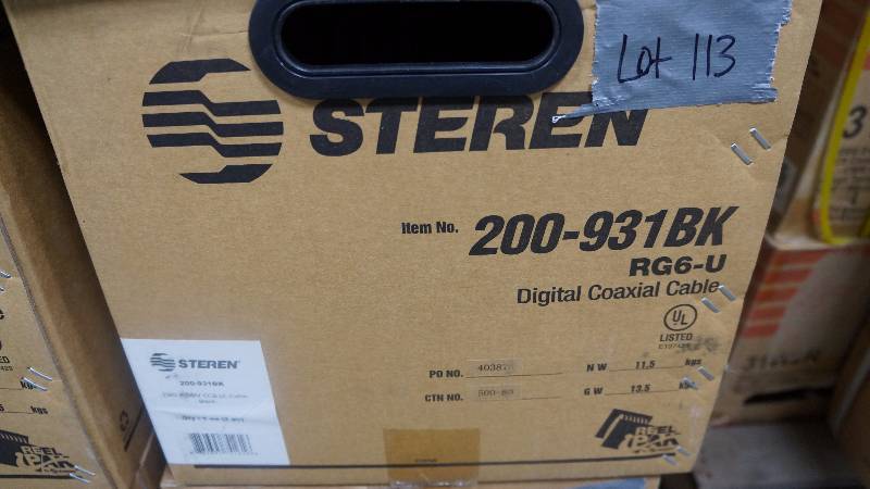 lot 113 image: NEW 1000 Spool of Steren RG6-U CCS UL Digital Coaxial Cable Black
