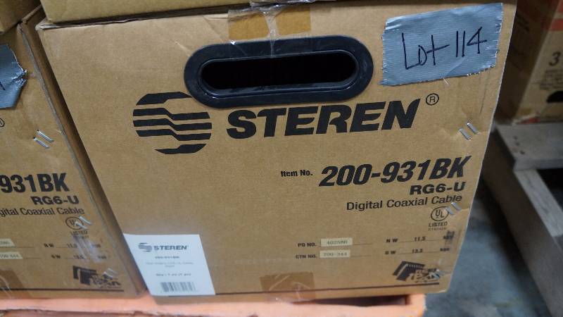 lot 114 image: NEW 1000 Spool of Steren RG6-U CCS UL Digital Coaxial Cable Black