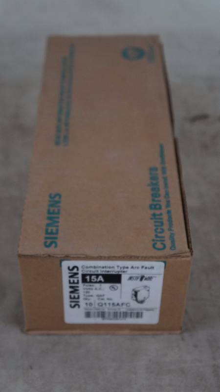 lot 636 image: Qty 10 NIB Siemens 15A QAF Q115AFC Combination Type Arc Fault Circuit Interrrupter