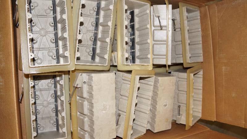 lot 416 image: NIB Allied Moulded Products Vapor Seal Protection 4-Way Gang Boxes