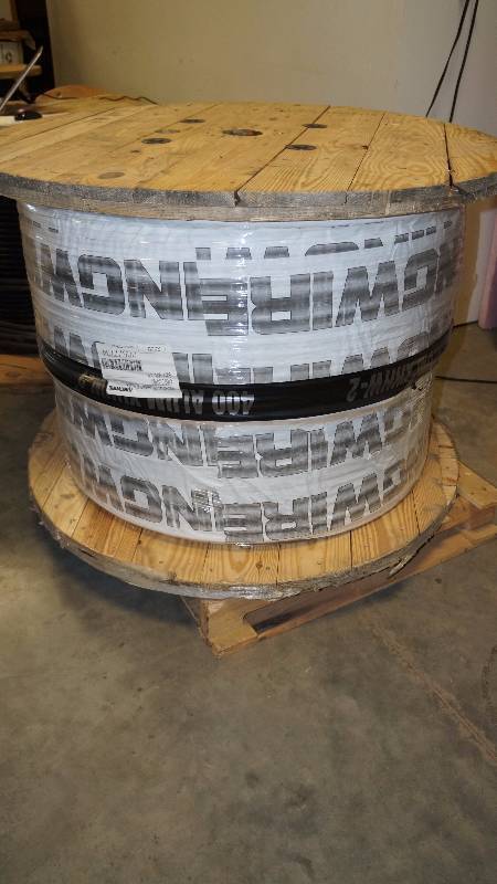 lot 1 image: NEW Kingwire 400 MCM STR XHHW-2 Aluminum Black Cable 600 Volt - 2500 Spool