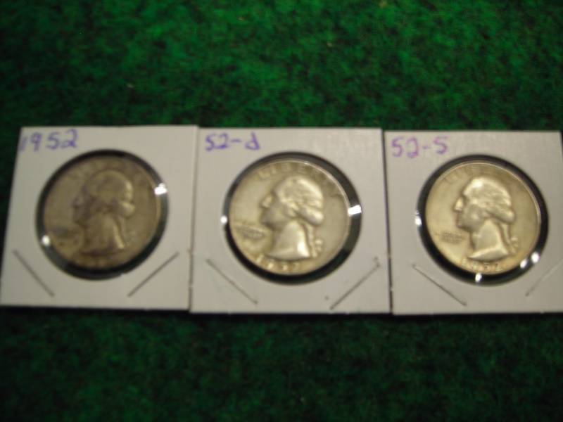 1952, 1952 D, 1952 S Washington Quarters