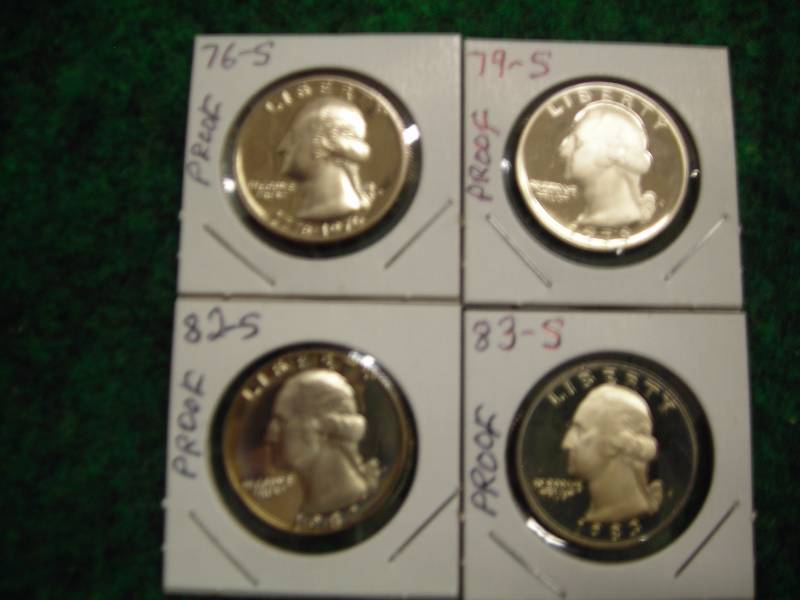 1976 S,1979 S, 1982 S, 1983 S Washington Quarters All Proofs