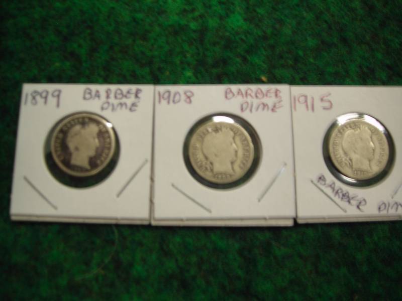 1899, 1908, 1915 Barber Dimes