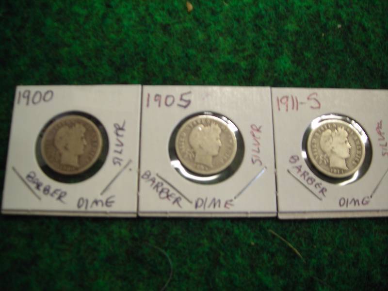 1900, 1905, 1911 S, Barber Dimes
