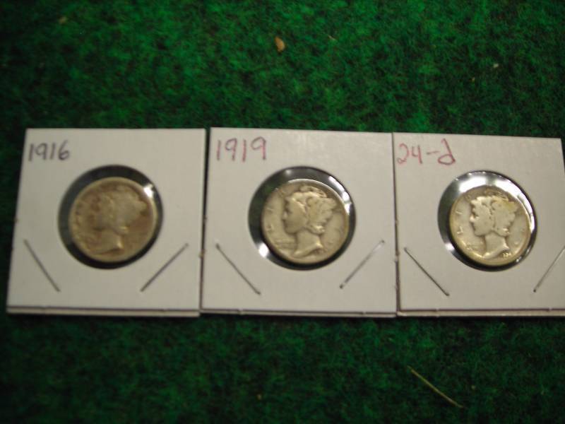 1916, 1919, 1924 D Mercury Dimes