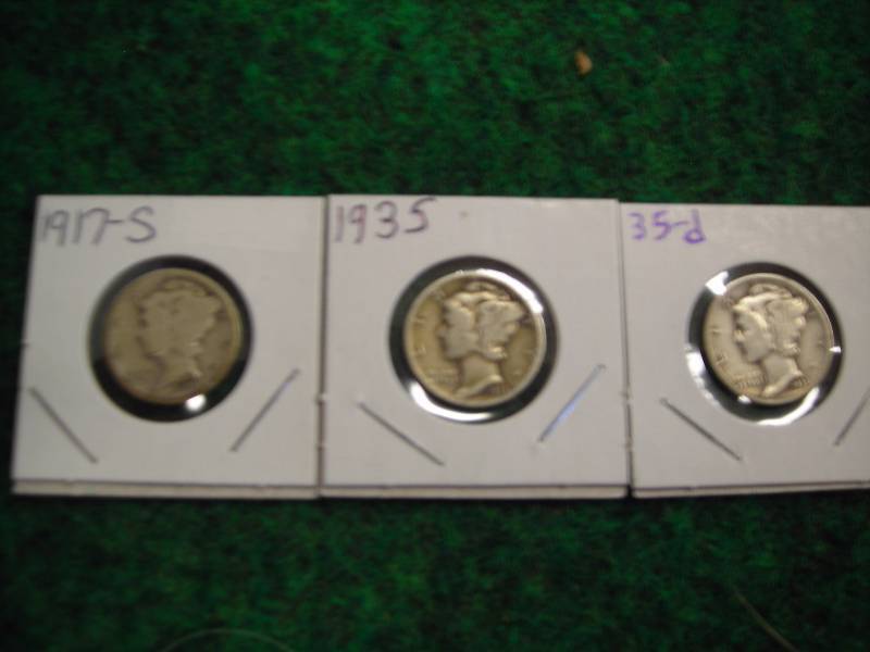 1917 S, 1935, 1935 D, Mercury Dimes