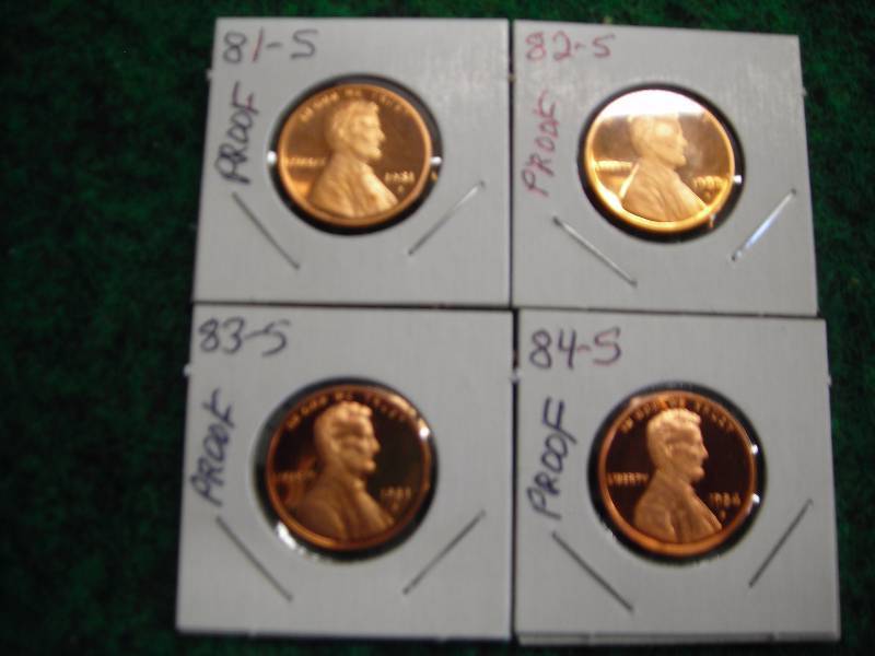1981 S, 1982 S, 1983 S, 1984 S Lincoln Cents All Proofs
