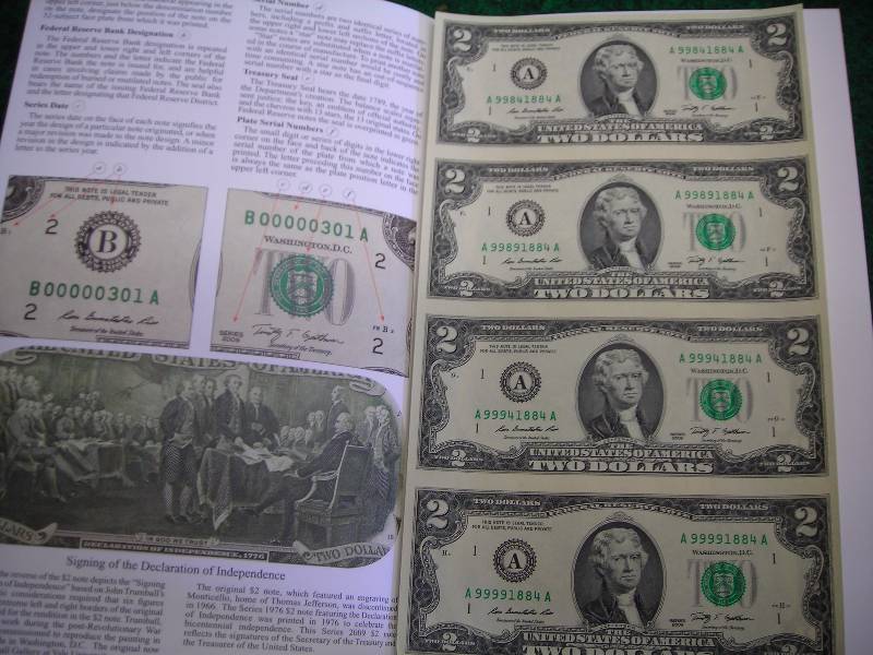 Full Page Of 4- $2 Bills Uncut With Brochure