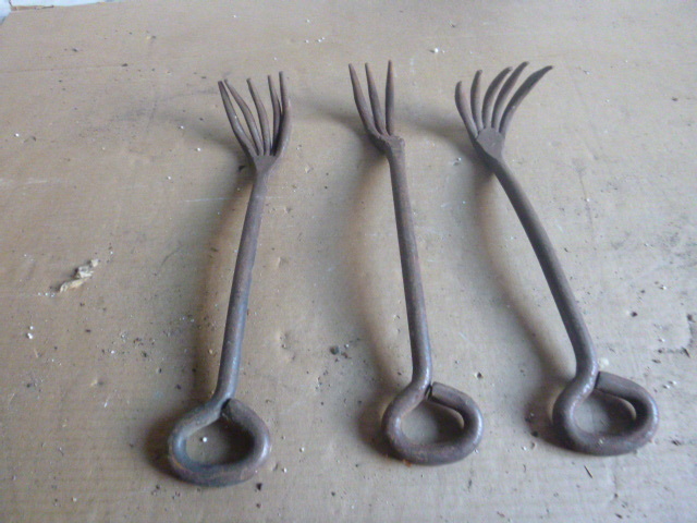 3 Vintage Claw Hooks