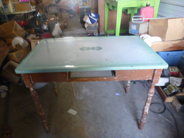 Vintage Table with Metal Top