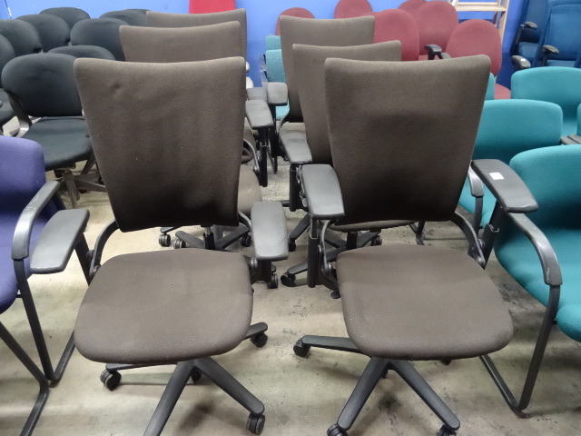 6 Matching Office Chairs on Wheels