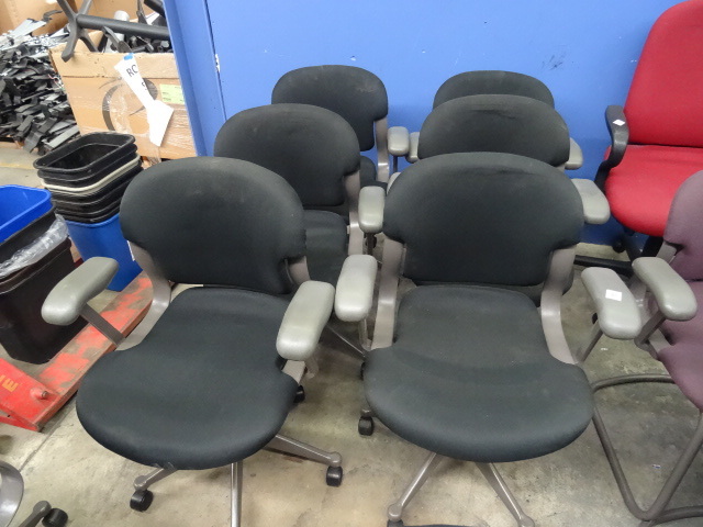 6 Matching Office Chairs on Wheels