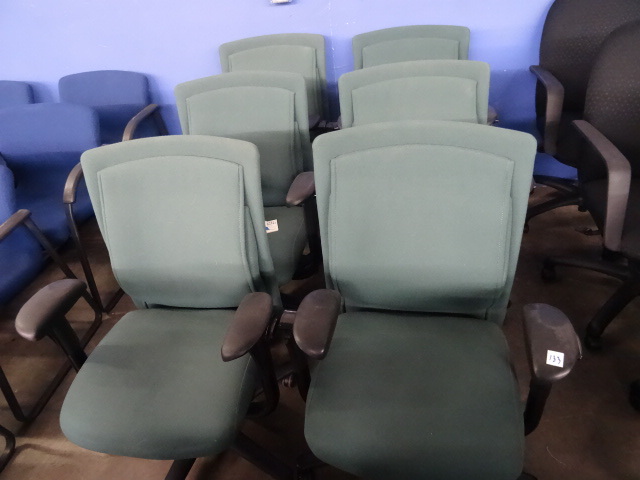 6 Matching Office Chairs on Wheels