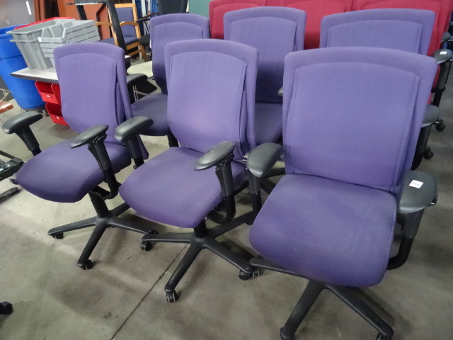 6 Matching Office Chairs on Wheels