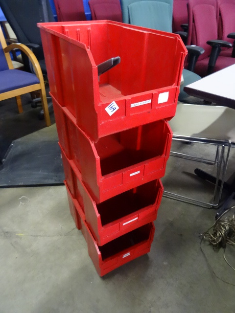 4 Plastic Hardware Bins 11 X 18 X 10