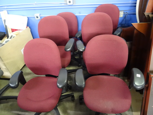 6 Matching Office Chairs on Wheels