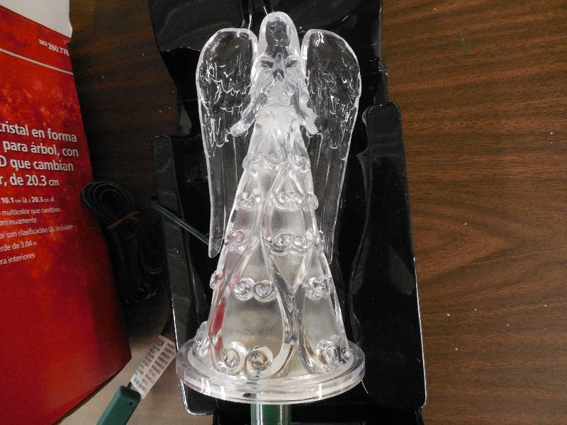 lot 90 image: Home Accents 8in LED Color Changing Crystal Angel Tree Topper
