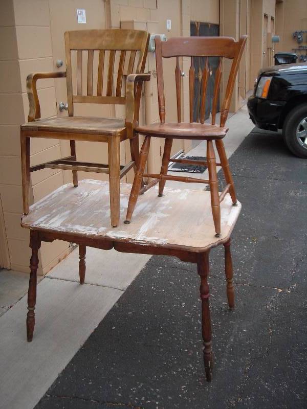 Small Wood Kitchen Table, 2-Sturdy Wood Chairs