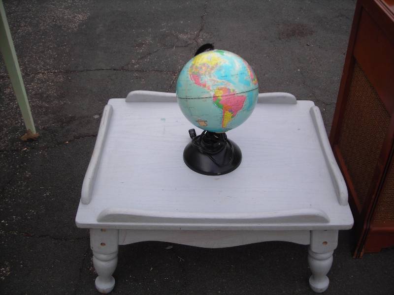 Small Painted Table & Lighted Globe
