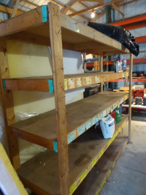 lot 213 image: Wood Shelving Unit 96 X 27 X 79