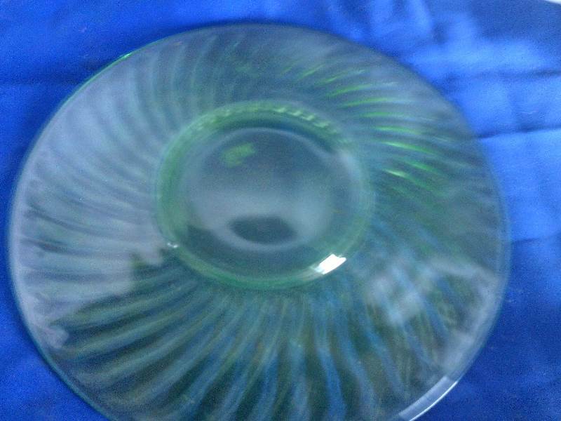 green depression glass plate