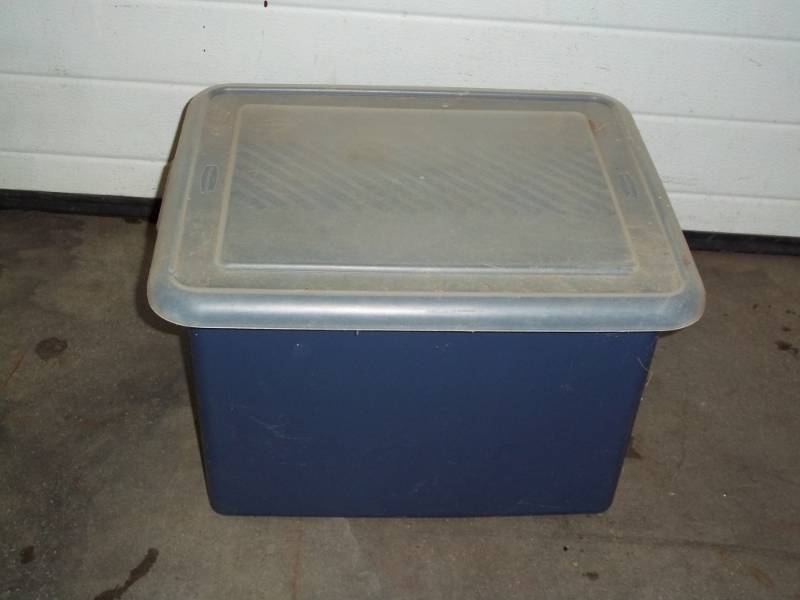 lot 130 image: File Plastic Storage tub with lid