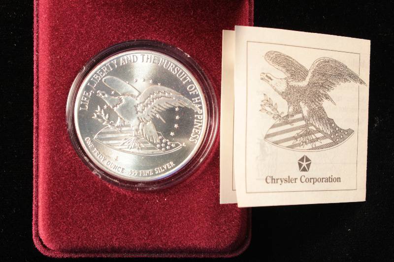 1 TROY Oz. .999 FINE SILVER CHRYSLER COMMEMORATIVE IN BOX