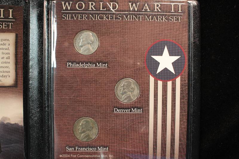 3 SILVER WAR NICKELS WWII COIN SET