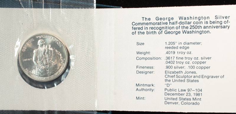 GEORGE WASHINGTON SILVER COMMEMORATIVE (OVER 13 TROY OZ. SILVER)