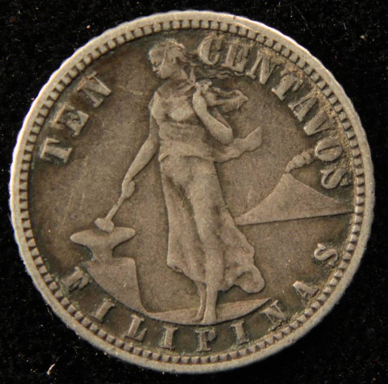1908 SILVER 10 CENTAVOS US FILIPINAS