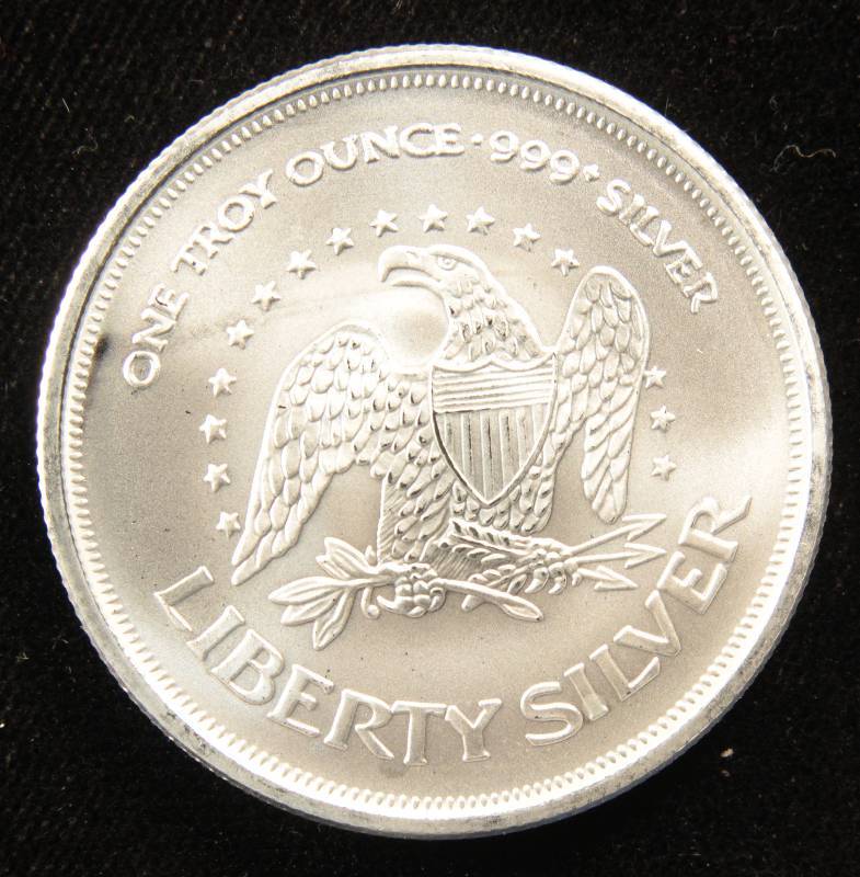 1 TROY Oz. .999 FINE SILVER ROUND A-MARK LIBERTY IN AIRTITE CAPSULE