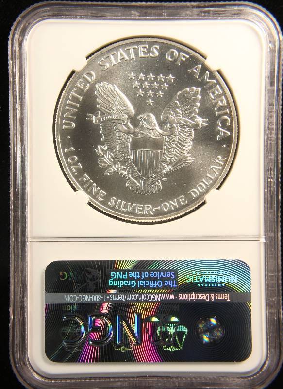 1991 US SILVER EAGLE 1 TROY Oz. .999 FINE SILVER MS69 NGC
