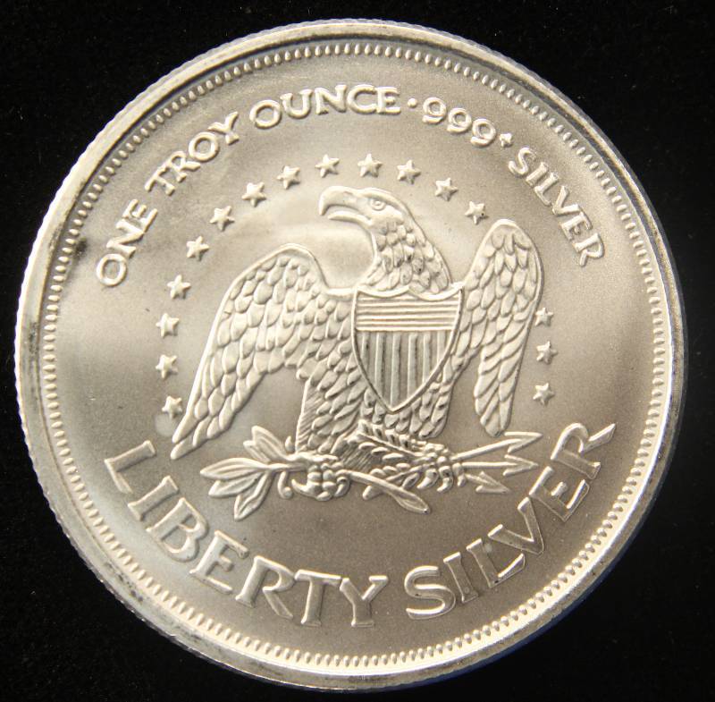 1 TROY Oz. .999 FINE SILVER ROUND A-MARK LIBERTY IN AIRTITE CAPSULE