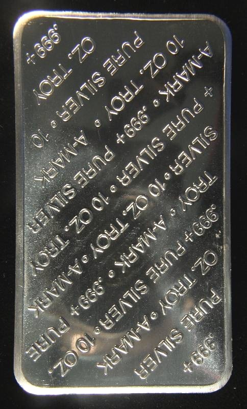 10 TROY Oz. .999 FINE SILVER BAR A-MARK BRAND