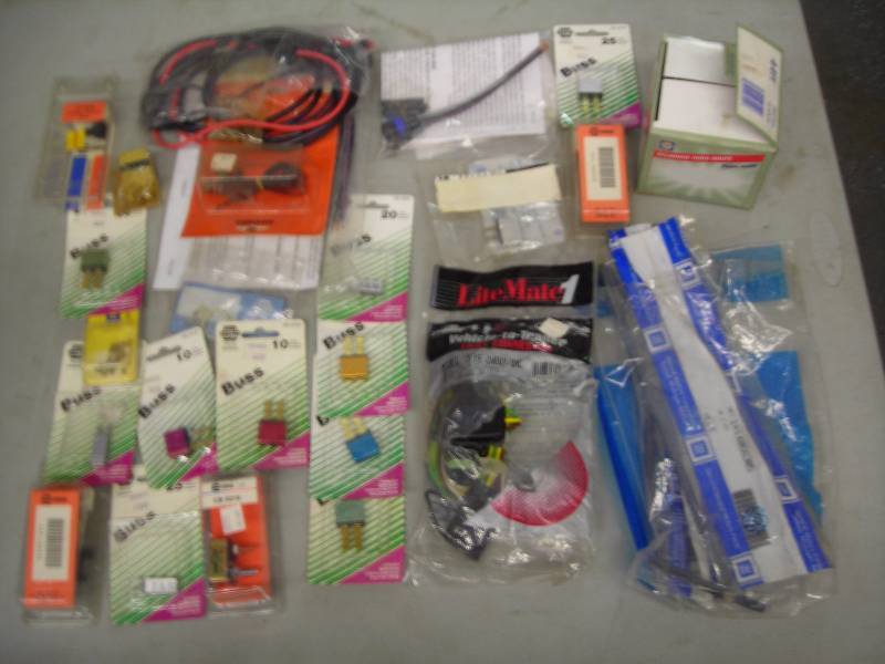 Box Lot Of Fuses, Trailer Wiring, Head Lamp & Other Related