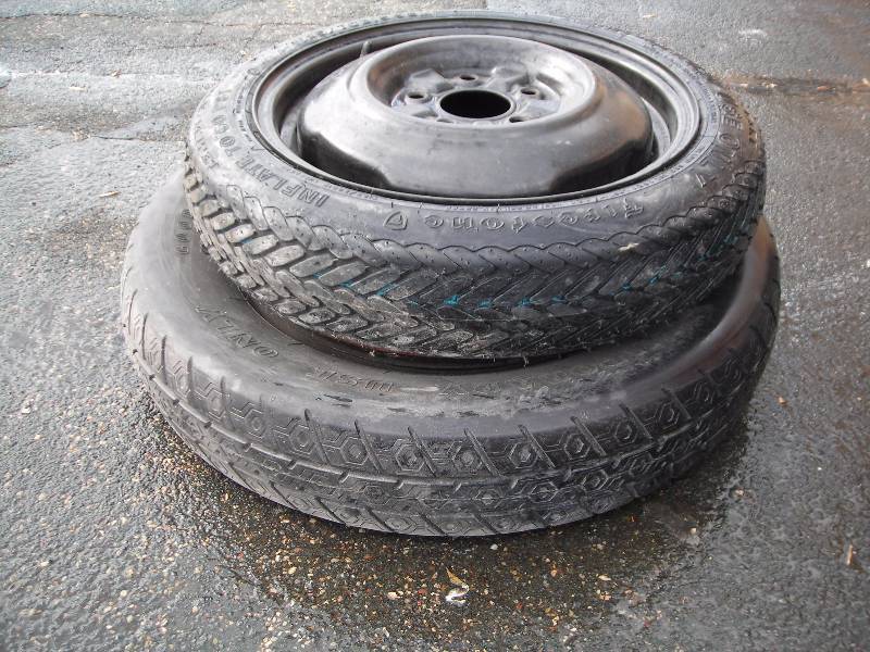 2 Space Saver Spare Tires (T-125 70D15, T-155 90D16)