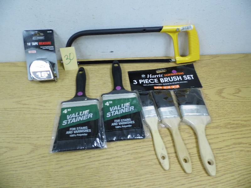 Paint Brushes, Tape Measure, Hacksaw