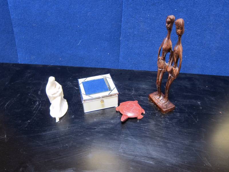 Figurines and Glass Jewelry Box