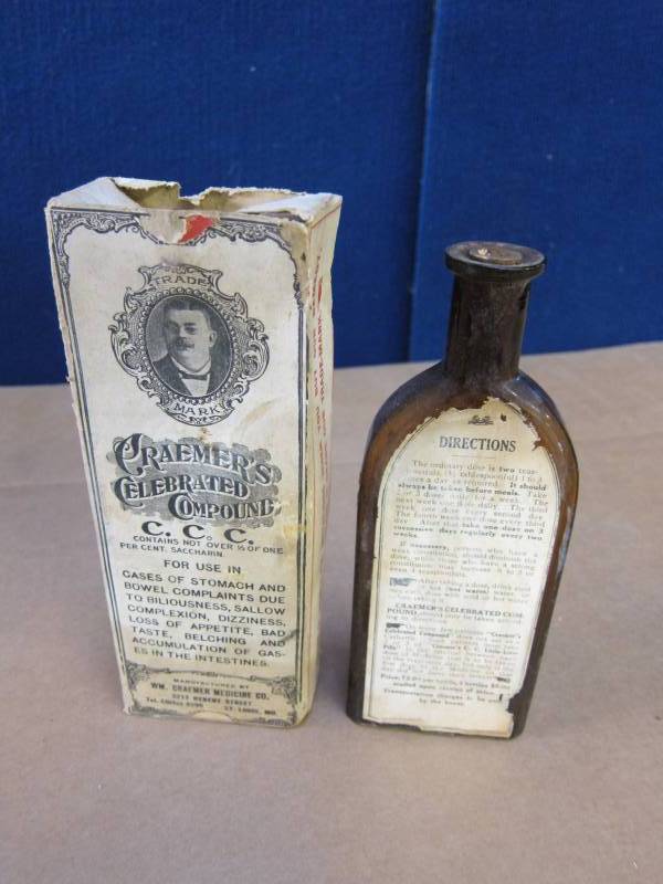 Vintage Medicine Bottle and Ruler