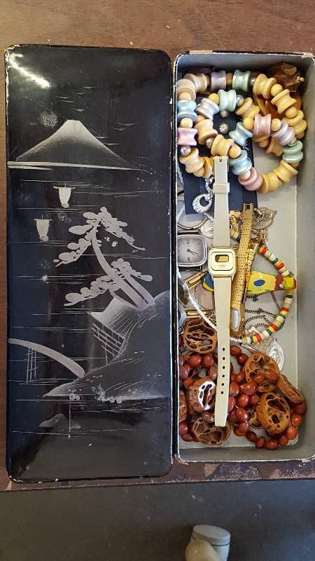 Vintage Jewelry Box & Contents