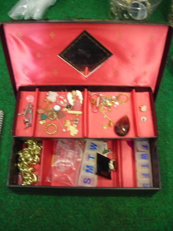 Vintage Jewelry Box & Contents