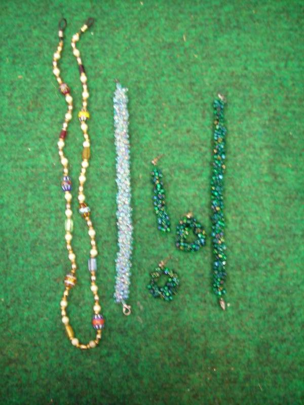 Lot Of Beaded Bracelets, Earrings, Eye Glass Lanyard