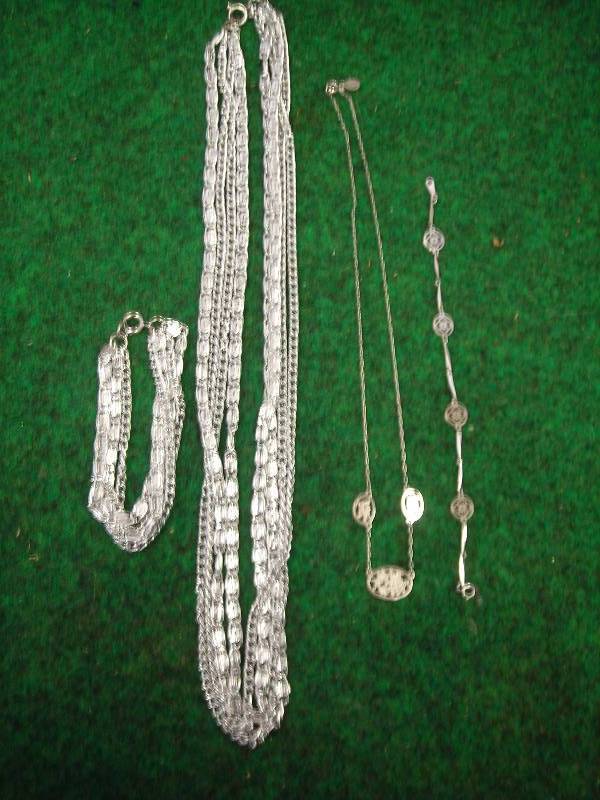 2-Silvertone Necklace & Bracelet Sets