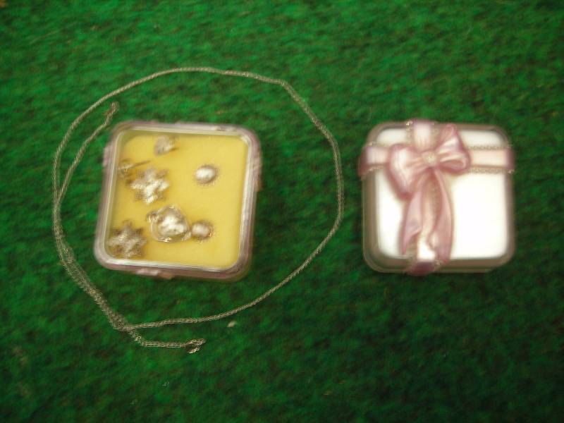 Trinket Box & Vintage Silver Tone Jewelry