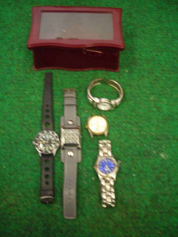 Trinket Box & Assorted Watches
