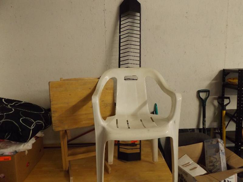 lot 131 image: Chair, CD Rack and TV Tray