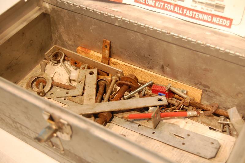 Metal Box with Assorted Hardware